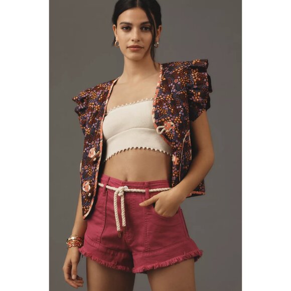 Anthropologie Pink Pilcro Slouchy Frayed Denim Shorts Size 27 New With T… - Picture 1 of 12